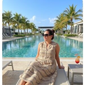 Fever Beige Patterned Midi Dress